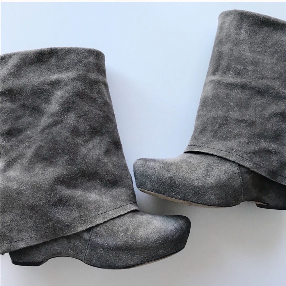 Vera Wang Lavender Joey Suede Wedge Cuff Boots